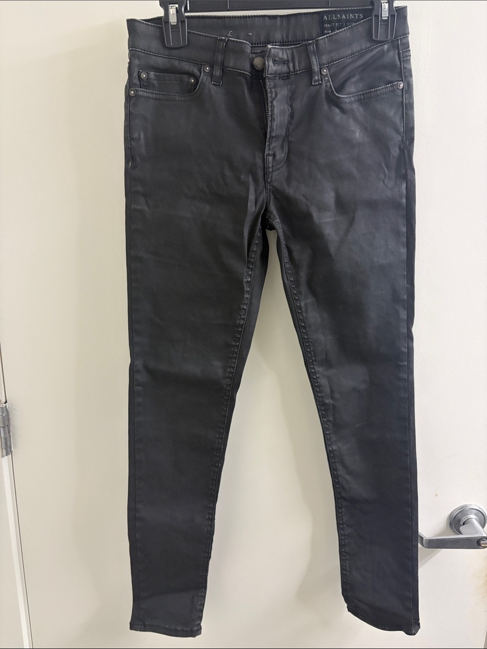 AllSaints Women's Black Coated Skinny Jeans